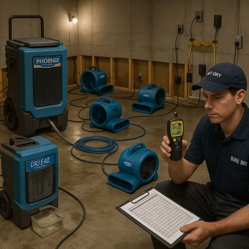 Structural Drying and Dehumidification process in Rutland, MA